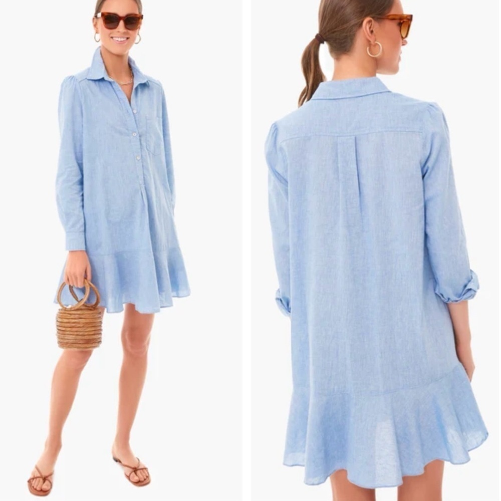 Tuckernuck Callahan Long Sleeve Shirtdress 100% Cotton Blue Size XXL
